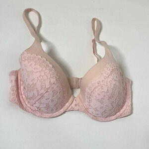Victorias Secret Body by Victoria Lined Perfect Coverage Pink Lace Bra Size 32D